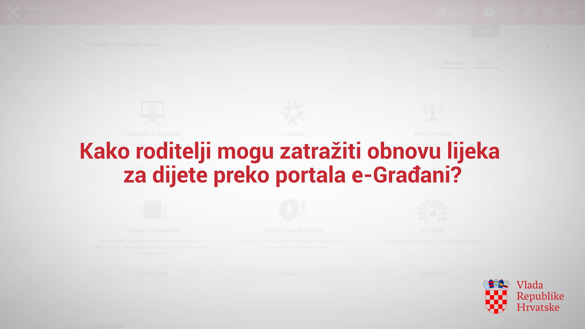 Kako roditelji mogu zatražiti obnovu lijeka za dijete preko portala e-Građani?